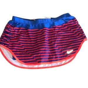 Nike Dri-Fit Womens Striped Athletic Shorts With Built-In Liner Red & Blue Size